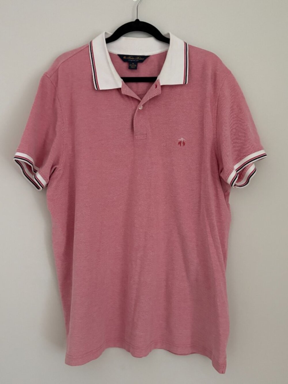 Brooks Brothers Original Fit Men's Pique Polo Rosewood Heather White Preppy XL